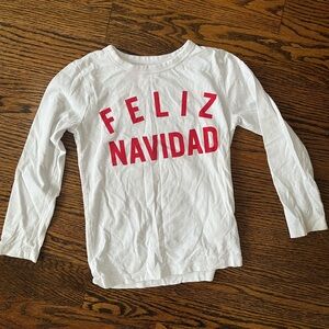Crewcuts White and Red Feliz Navidad Long Sleeve Tee